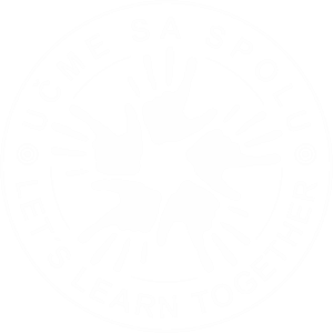 UČME SA SPOLU - logo- 5 rúk v kruhu s napisom okolo UČME SA SPOLU, LETˇS LEARN TOGETHER